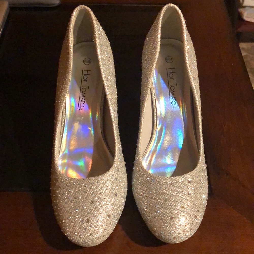 Silver Rhinestone Studded High Heels